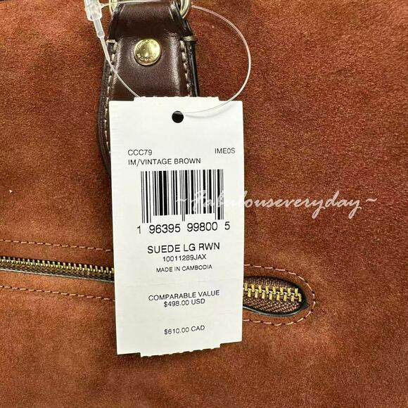 Coach Rowan Large Satchel Bag Crossbody In Suede/Im/Vintage Brown CCC79 NWT - Picture 4 of 12